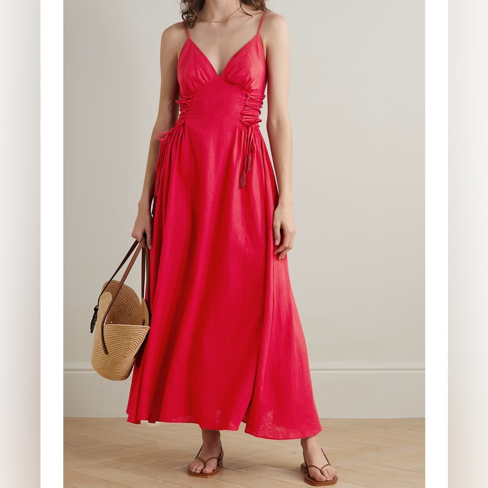FARM Rio Red Spaghetti Strap Maxi Sundress